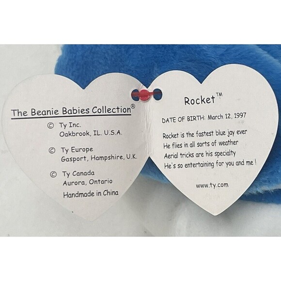 1997/1998 RARE Ty Rocket The Blue Jay Beanie Baby - Picture 10 of 12